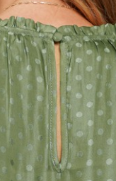 Ruffle Neck/Shoulder Blouse OLIVE