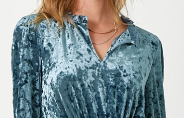 Crushed Velvet Tiered Midi Dress OCEAN