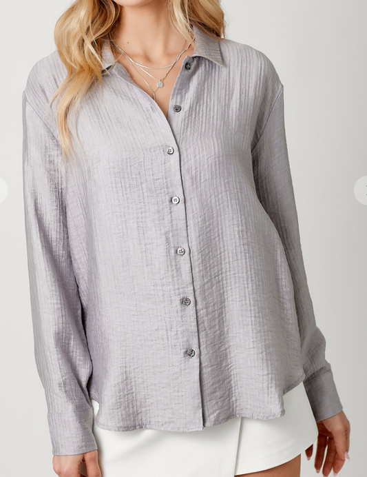 Double Cloth Button Down Shirt LILAC PURPLE