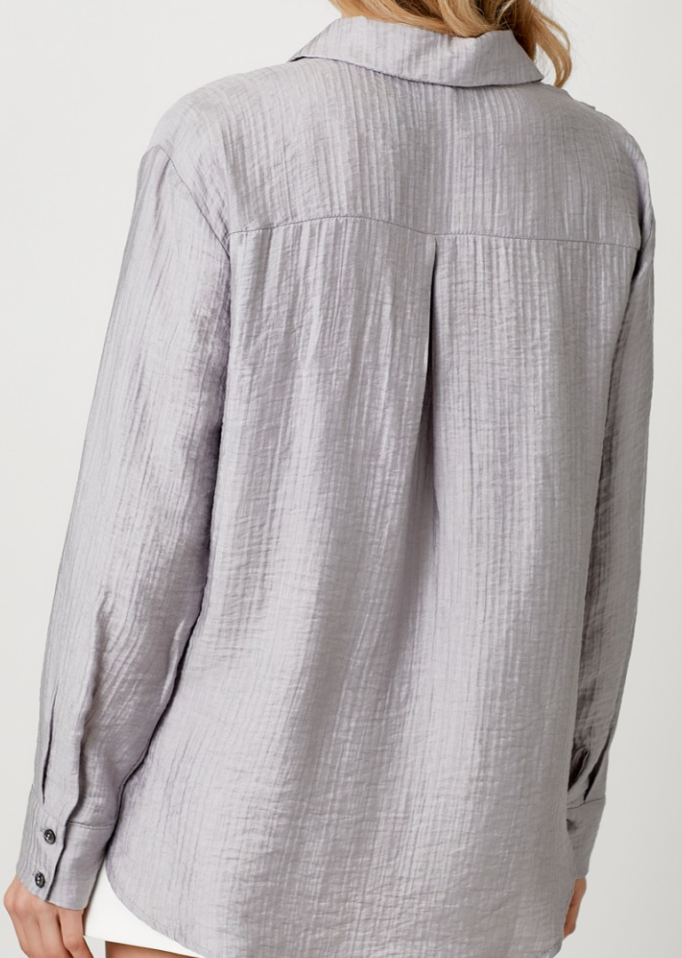 Double Cloth Button Down Shirt LILAC PURPLE