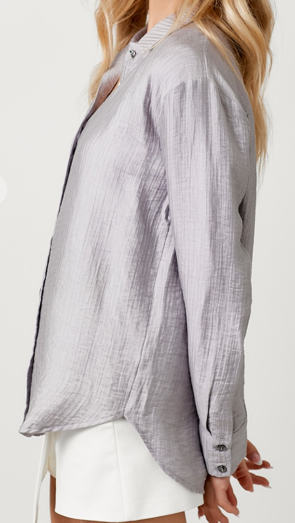 Double Cloth Button Down Shirt LILAC PURPLE