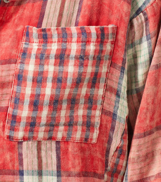Frayed Plaid Oversized RED