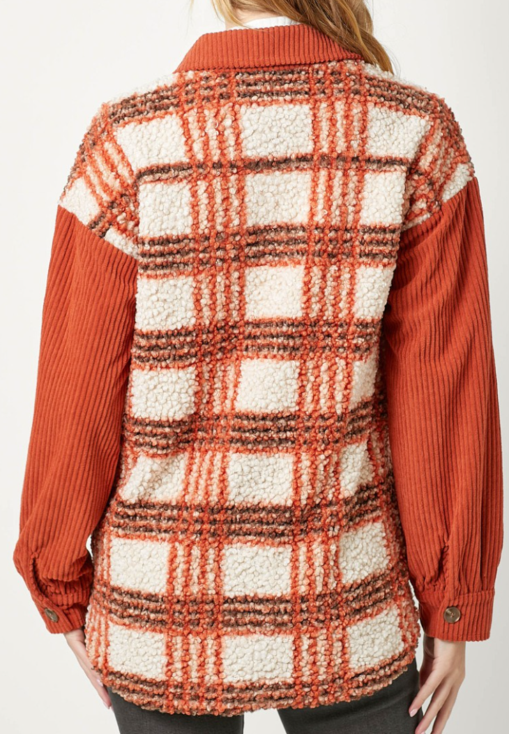 Plaid Cozy Shacket RUST