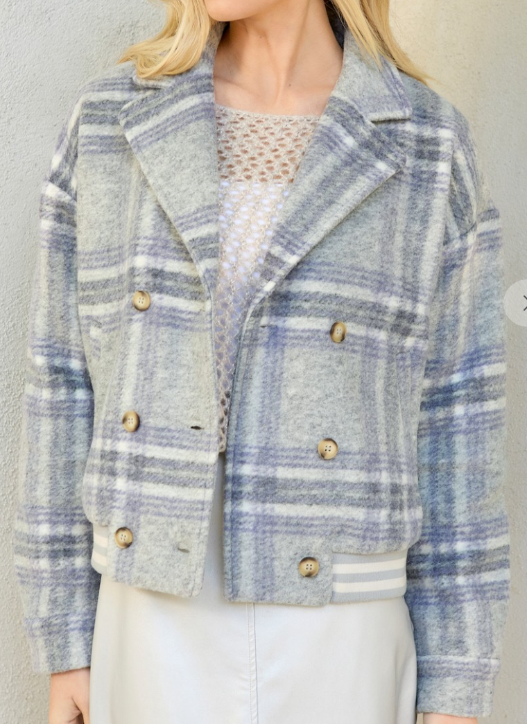 Plaid Bomber Jacket GRAY