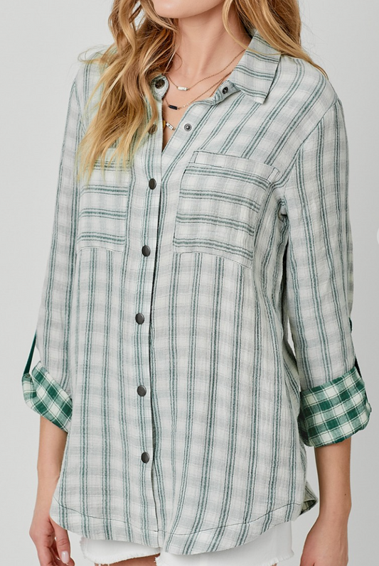 Stripe Double Gauze GREEN