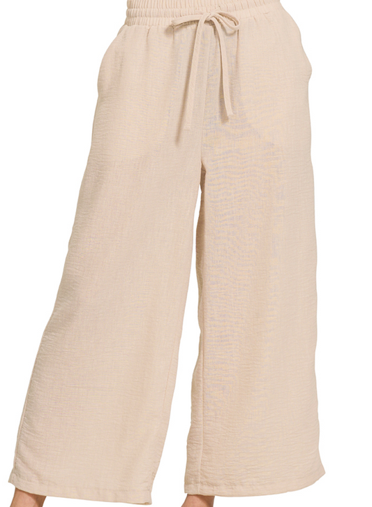 Woven Crepe Crop Pants SAND
