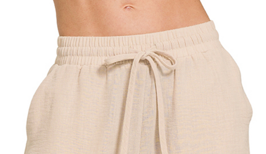 Woven Crepe Crop Pants SAND