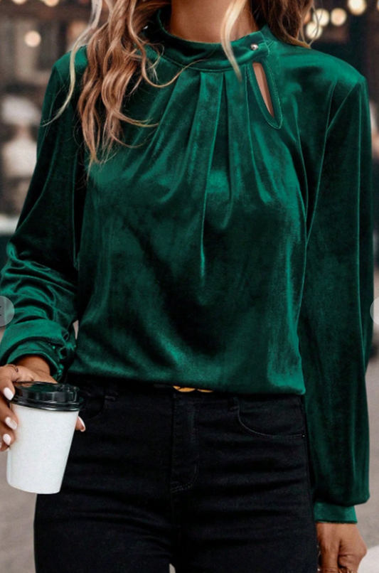 Velvet Asymmetric Keyhole Neck GREEN