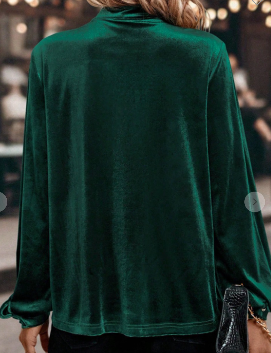 Velvet Asymmetric Keyhole Neck GREEN