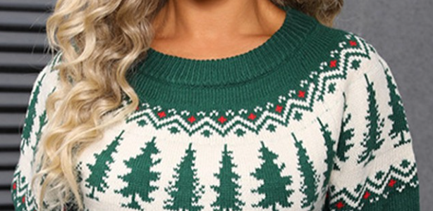 Retro CHRISTmas Tree Sweater GREEN