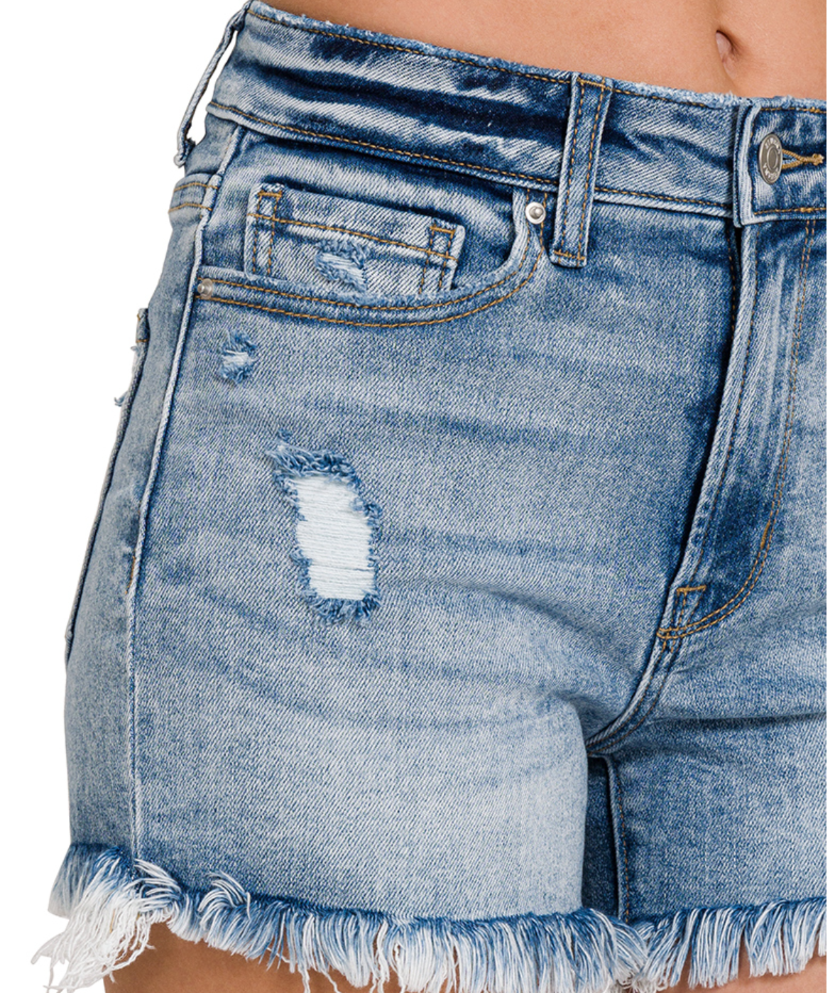 Zenana Edgy Fray Shorts MR MED 3.75"