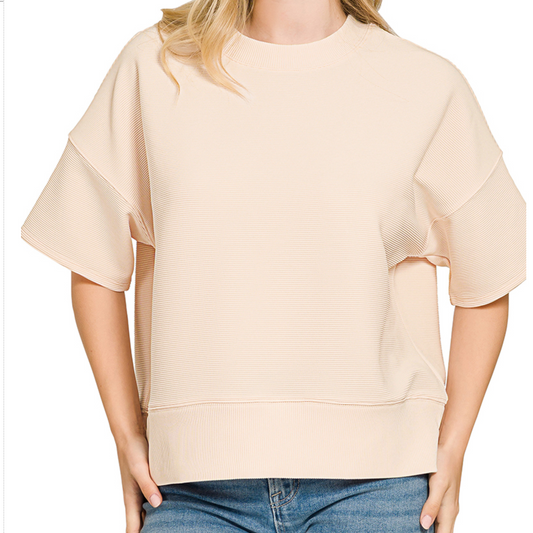 Effortless Ribbed Tee BEIGE