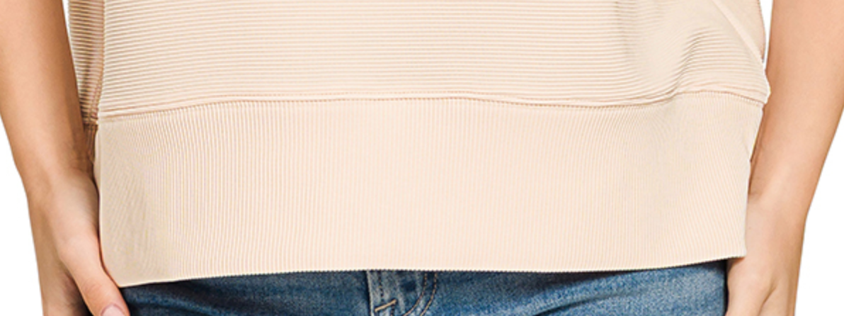 Effortless Ribbed Tee BEIGE