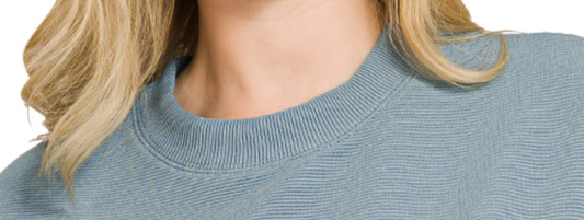 Effortless Ribbed Tee BLUE GRAY