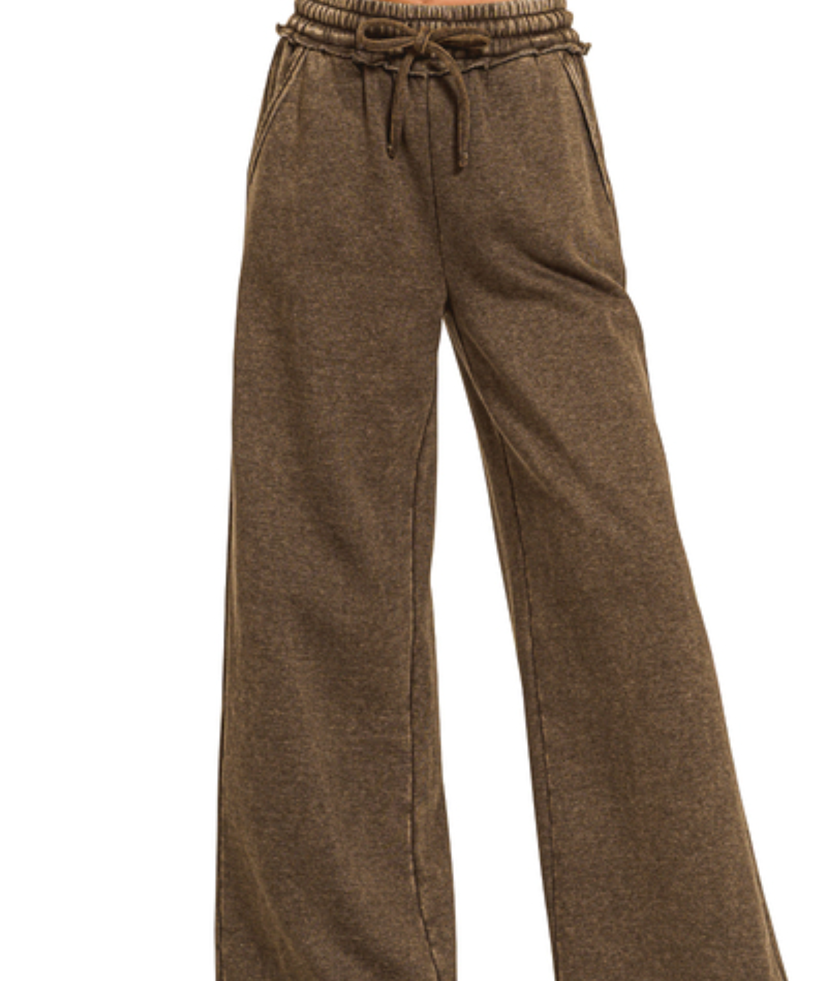 Acid Wash Palazzo Pants 30" ESPRESSO