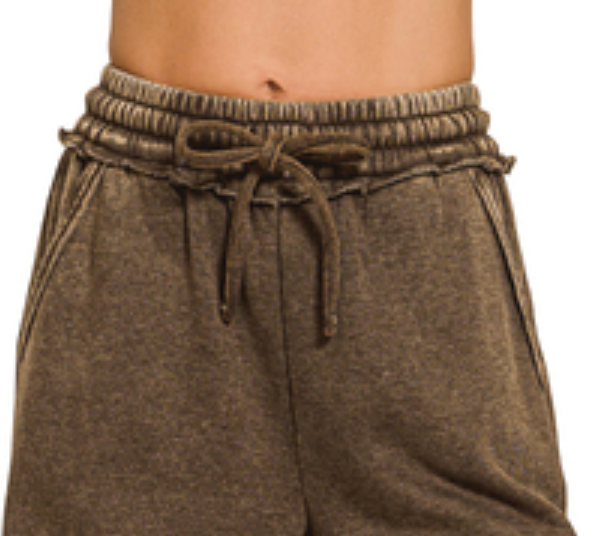 Acid Wash Palazzo Pants 30" ESPRESSO