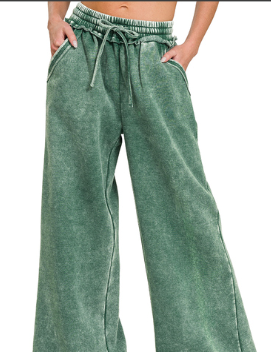 Acid Wash Palazzo Pants 30 DK GREEN