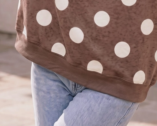 Gingham & Dots Sweatshirt TAUPE