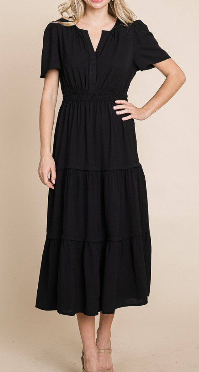 Layered Maxi Dress BLACK