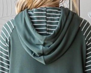 Jeanie Solid/Stripe Hoodie OLIVE