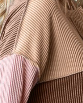 Color Block Ribbed Henley NEAPOLITAN