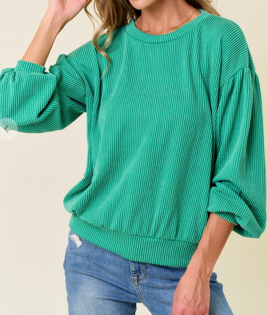 Emma Drop Balloon Sleeve K GREEN