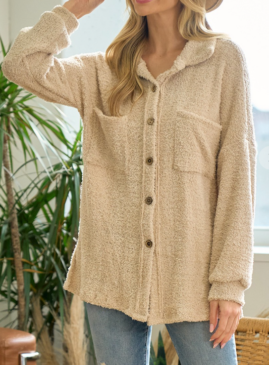 Teddy Bear Shacket TAUPE