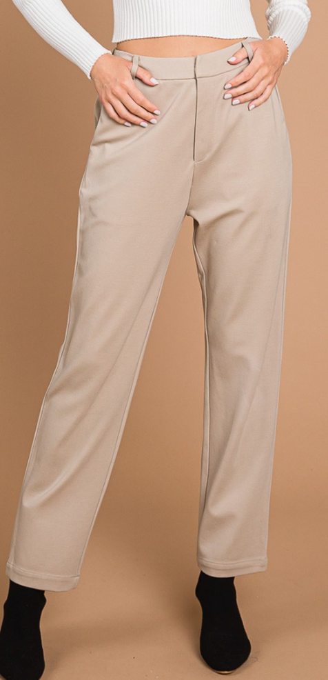 Viscose Cropped Pants BEIGE