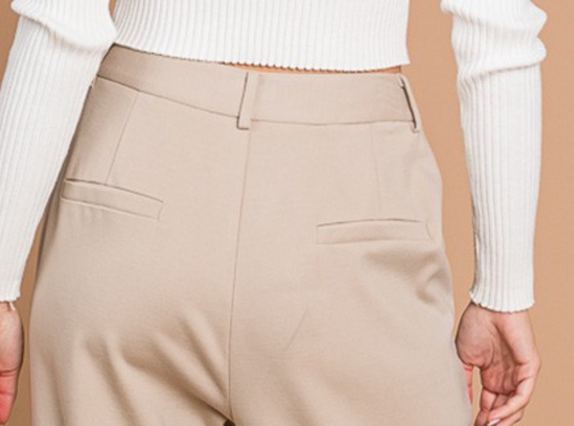 Viscose Cropped Pants BEIGE