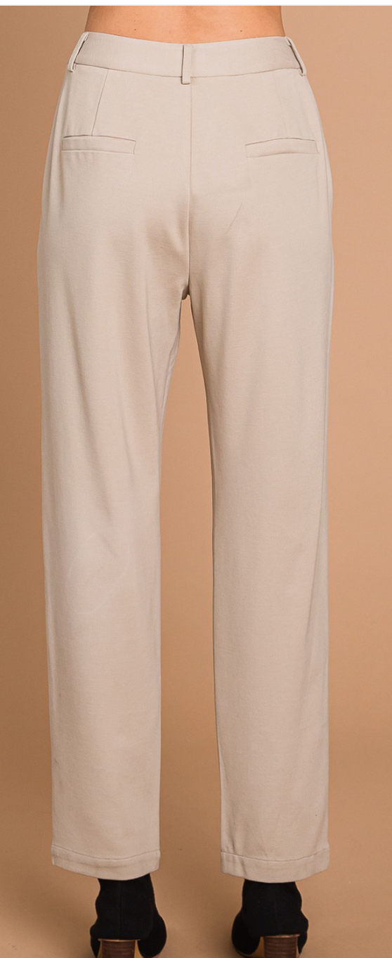 Viscose Cropped Pants BEIGE