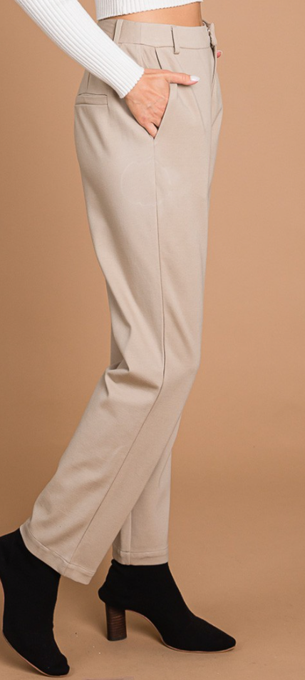 Viscose Cropped Pants BEIGE