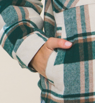 Sherpa Lined Plaid Shacket GREEN