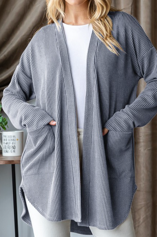 Urban Ribbed Cardi SILVER