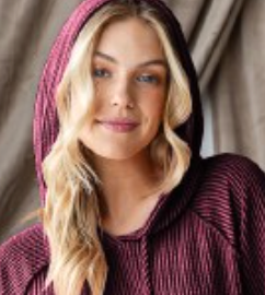 Puff Sleeve Urban RIb Hoodie BURGUNDY