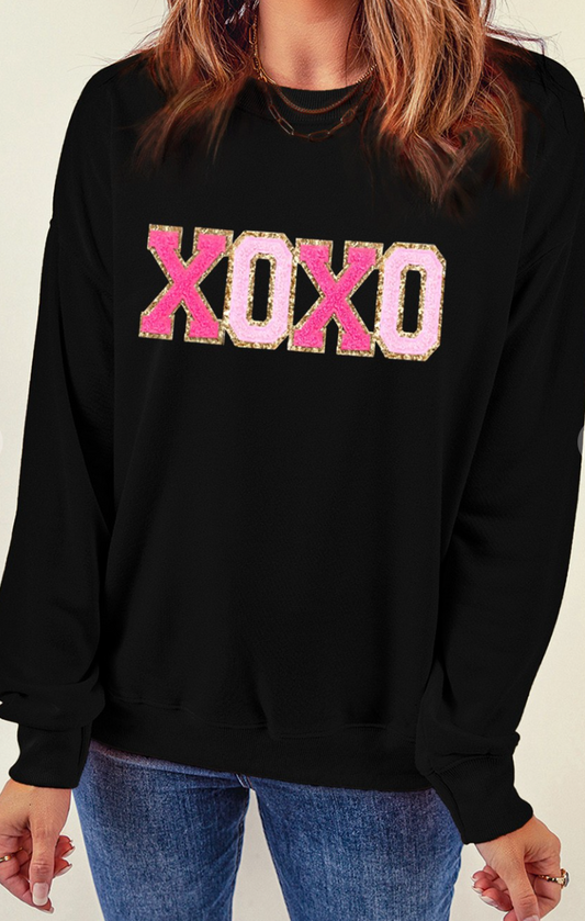 Chenille XOXO Valentines BLACK