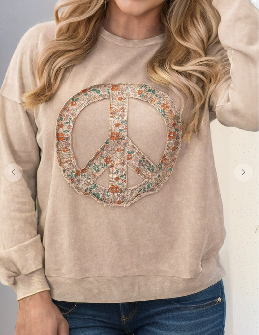 PS Floral Peace Sweatshirt KHAKI