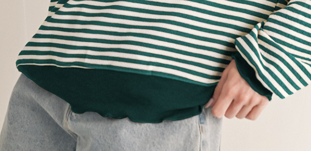 Stripe Drop Shoulder Long Sleeve EMERALD