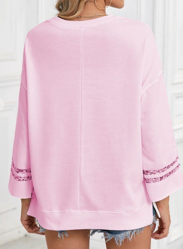 Floral Peace Sign Sweatshirt PINK