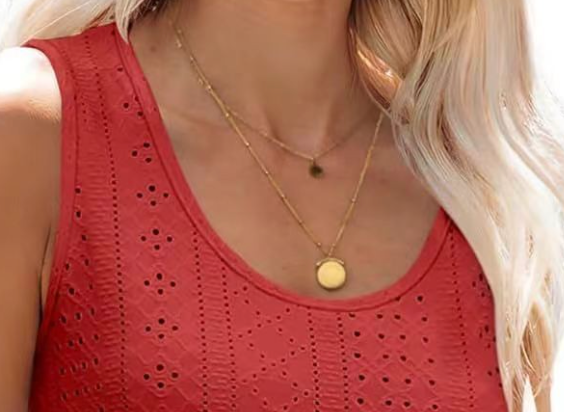 Boho Eyelet Tank RED