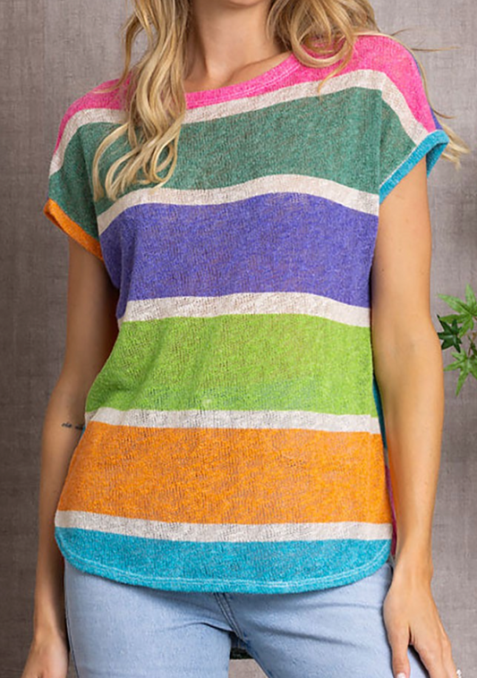 Summer Striped Knit Tunic MULTI
