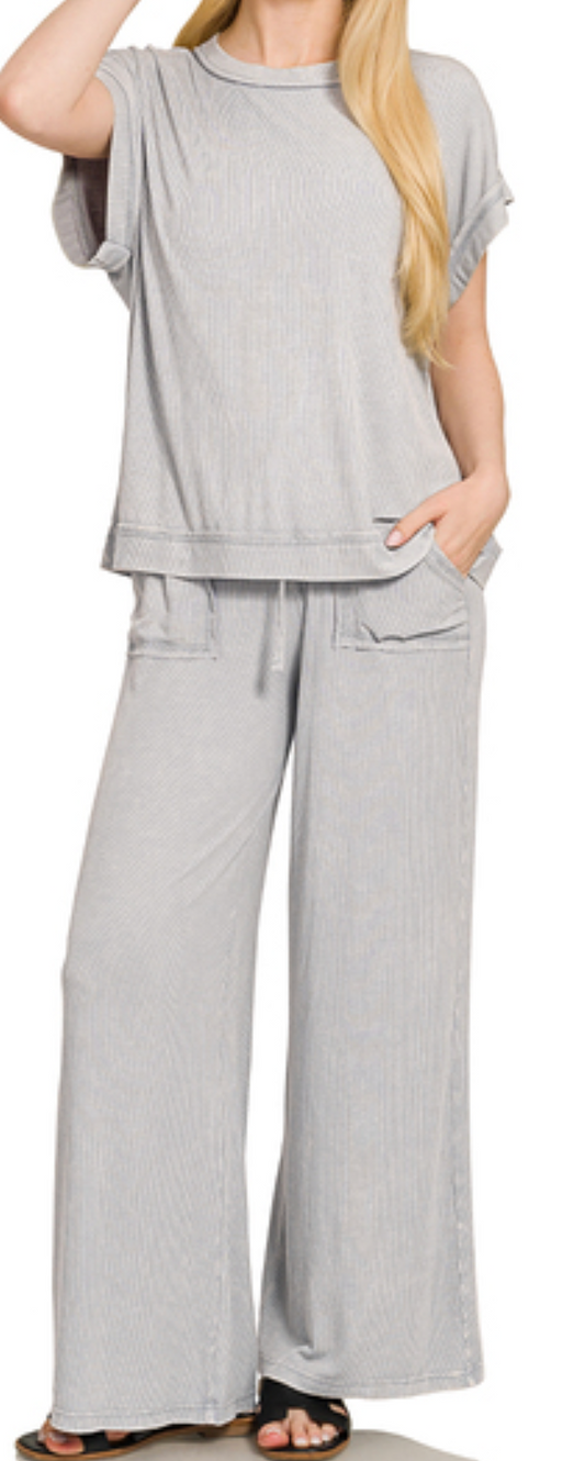Acid Wash Ribbed Set SLEET 29"
