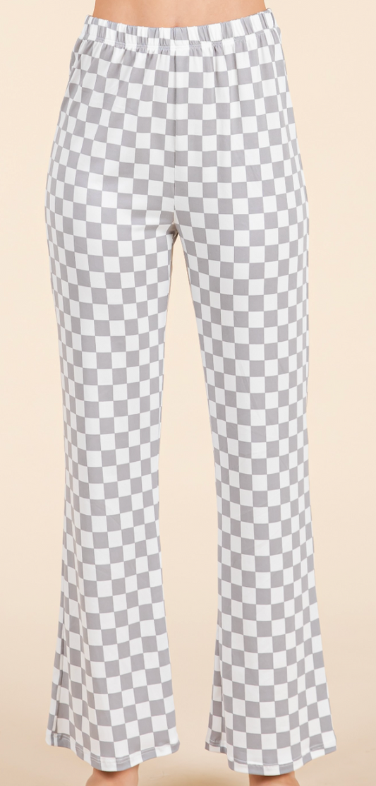 Checkered Flare Pants GRAY