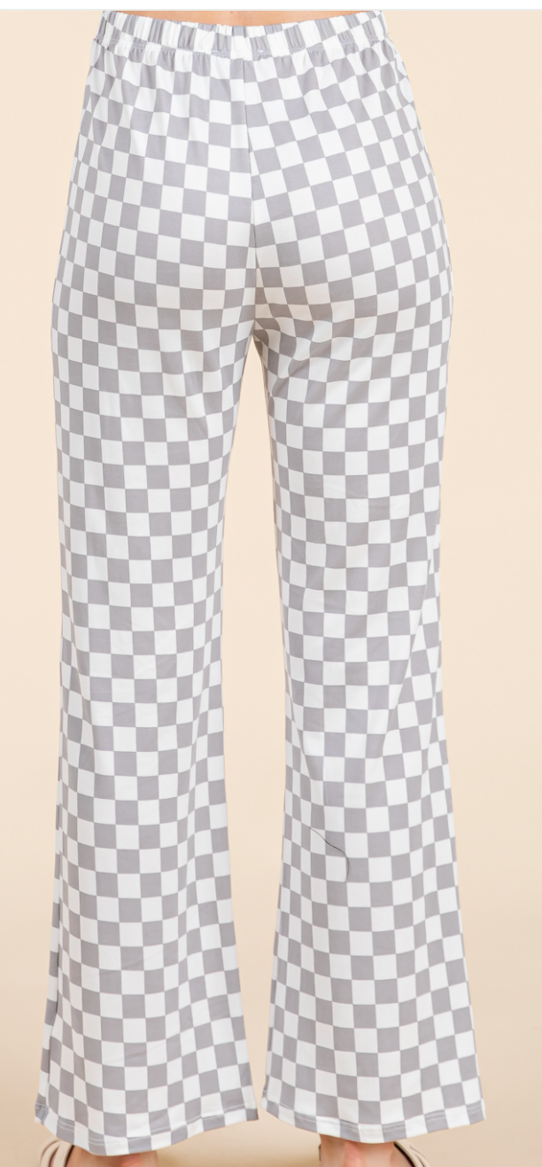 Checkered Flare Pants GRAY