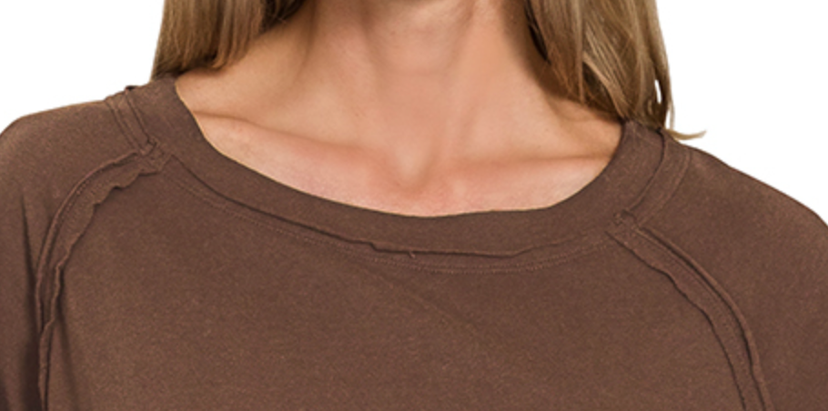 Raglan Sleeve Thumbhole BROWN
