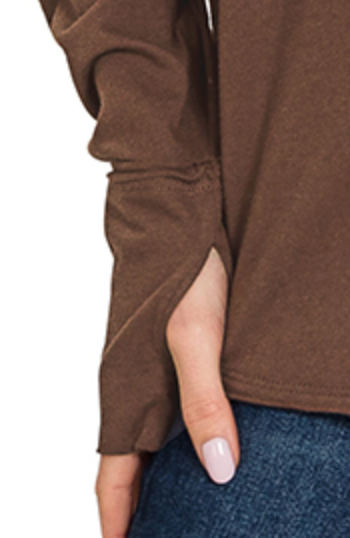 Raglan Sleeve Thumbhole BROWN