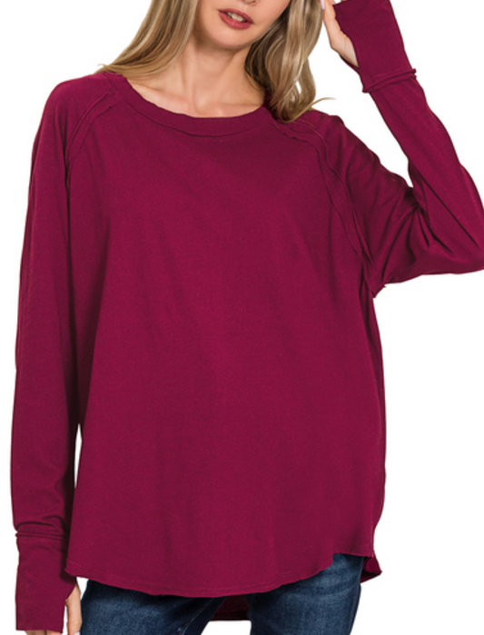 Raglan Sleeve Thumbhole CABERNET