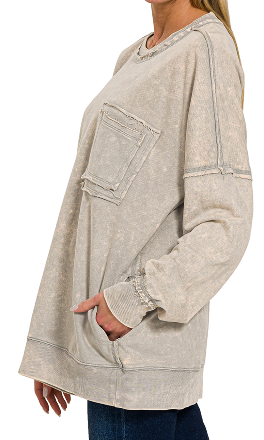 F/Terry Acid Wash Pocket SLEET