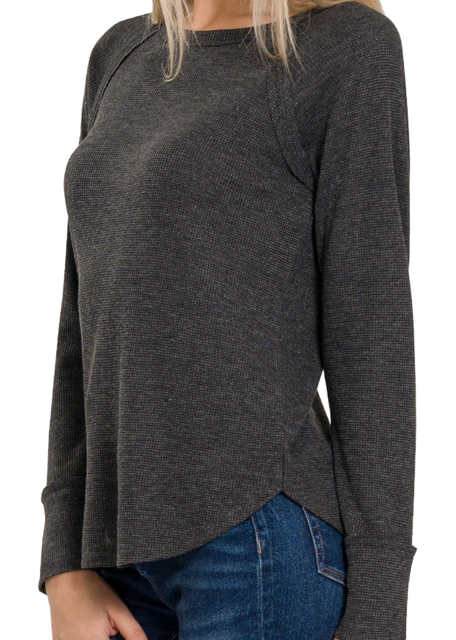 Baby Waffle Raglan BLACK