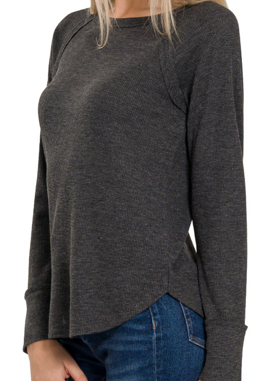 Baby Waffle Raglan BLACK