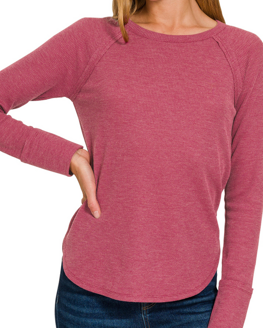 Baby Waffle Raglan CABERNET